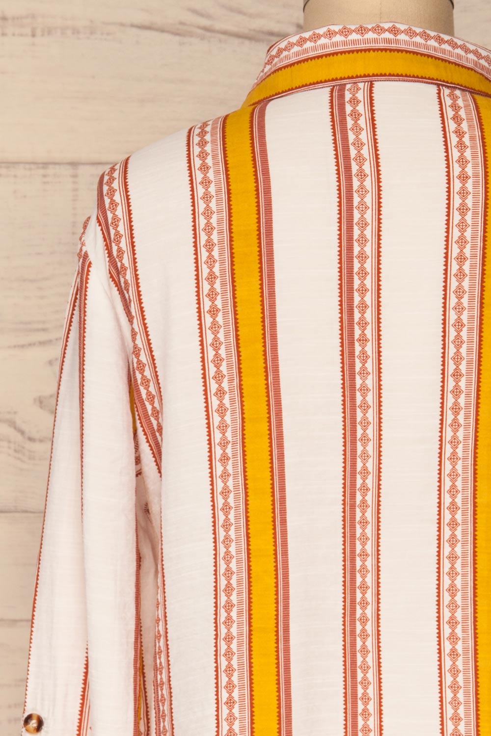 Jordanow White Colorful Striped Button-Up Shirt | La Petite Garçonne back close-up