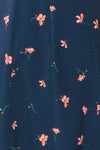 Jorunn Navy Blue & Pink Floral Flare Summer Dress | Boutique 1861