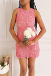 Josephyne Short Pink Crochet Dress | Boutique 1861 on model