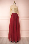 Josiane Burgundy Tulle A-Line Gown | Robe Maxi side view | Boutique 1861