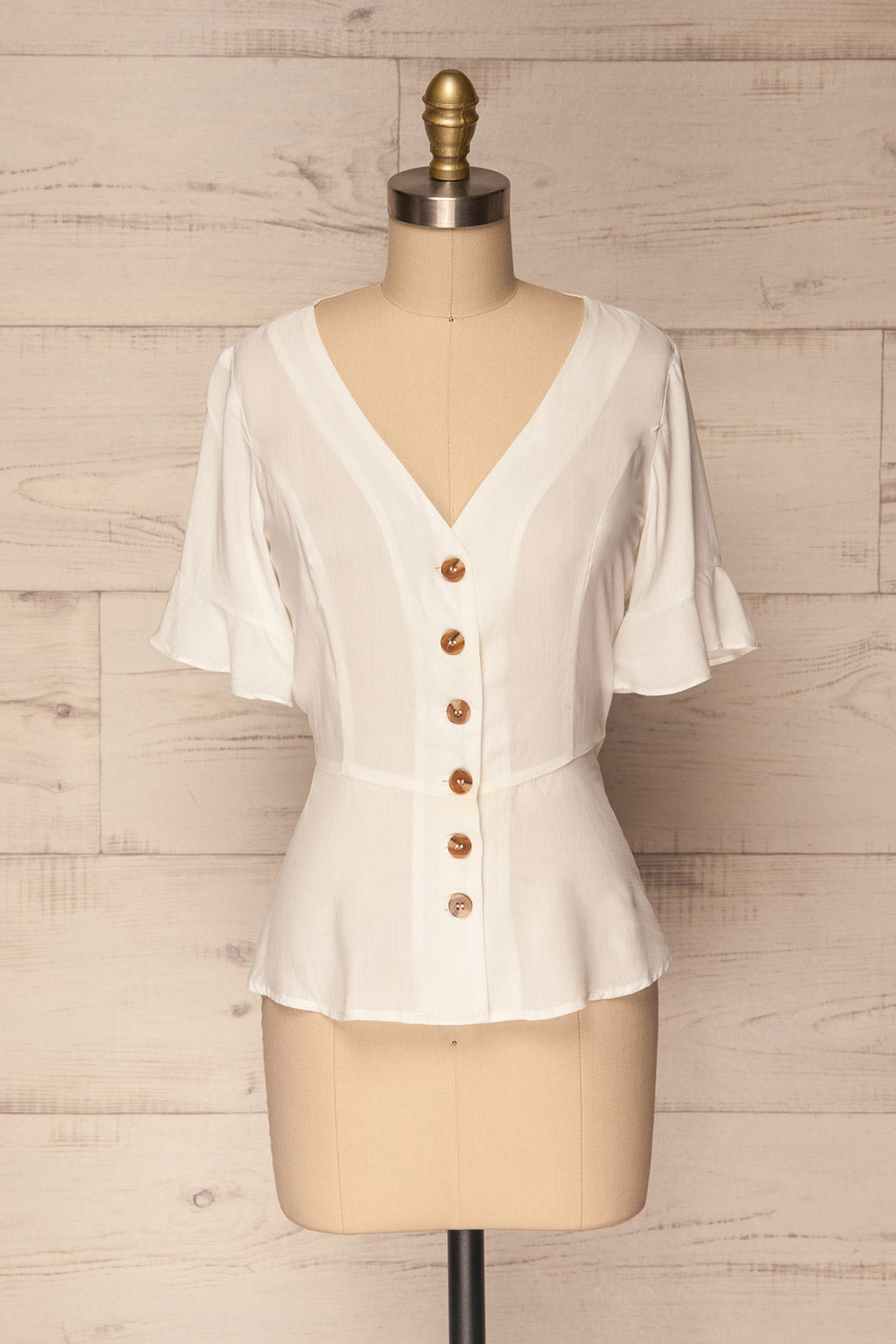 Josidpol White Short Sleeved Button-Up Top | La Petite Garçonne 1