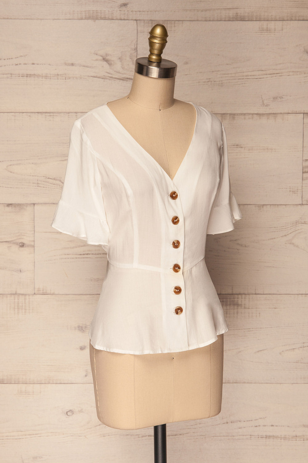 Josidpol White Short Sleeved Button-Up Top | La Petite Garçonne 4