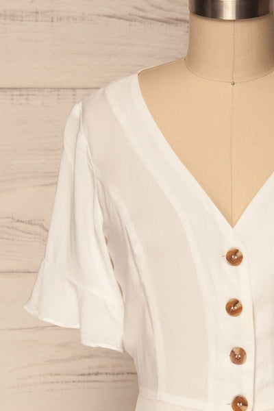 Josidpol White Short Sleeved Button-Up Top | La Petite Garçonne  2