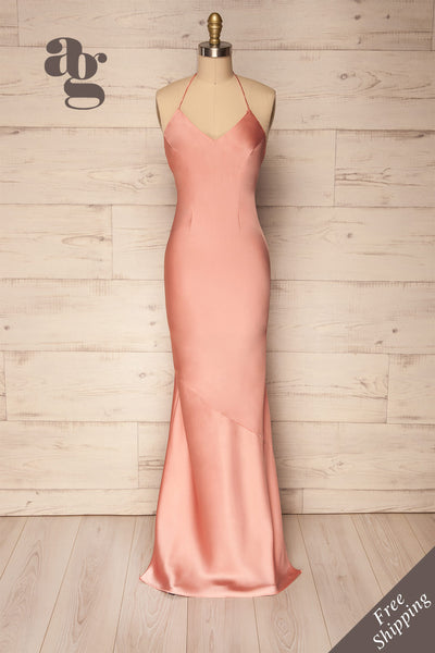Jude Blush Pink Silky Flowy Halter Dress | La Petite Garçonne Chpt. 2