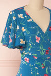 Julianne Short Sleeve Floral Wrap Dress | Boutique 1861 side close-up