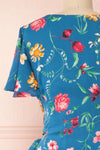 Julianne Short Sleeve Floral Wrap Dress | Boutique 1861 back close-up