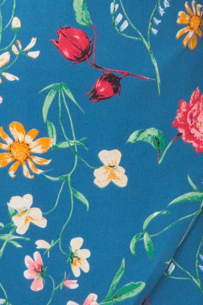 Julianne Short Sleeve Floral Wrap Dress | Boutique 1861 fabric