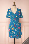 Julianne Short Sleeve Floral Wrap Dress | Boutique 1861 front view