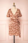 Julitta Bronze Silky Floral Wrap Dress | Boutique 1861 front view