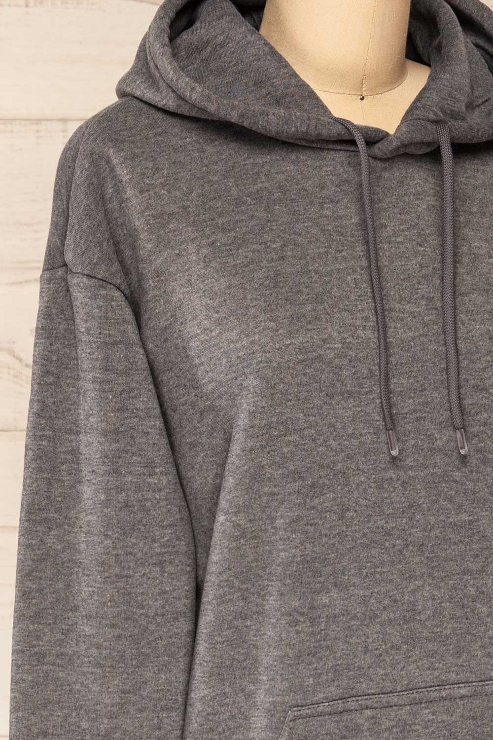 Juxue Rock Grey Oversized Hoodie | La petite garçonne  side close-up