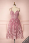Jyn Rosé Lilac Purple Shimmering Embroidered Dress | Boutique 1861