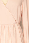 Krapkowice Pink Long Sleeve Faux-Wrap Neck Blouse | La petite garçonne close-up