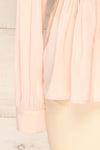 Krapkowice Pink Long Sleeve Faux-Wrap Neck Blouse | La petite garçonne sleeve close-up