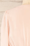 Krapkowice Pink Long Sleeve Faux-Wrap Neck Blouse | La petite garçonne back close-up
