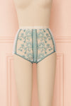 Kaija White & Blue Floral Lace High-Waist Panties | Boudoir 1861 front view