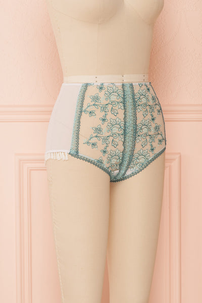 Kaija White & Blue Floral Lace High-Waist Panties | Boudoir 1861 side view