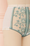 Kaija White & Blue Floral Lace High-Waist Panties | Boudoir 1861 side close-up