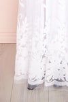 Kailania White | Floral Mesh Deep V-Neck Maxi Dress