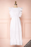 Kajsa White Midi Dress w/ Ruffles | Boutique 1861 front view