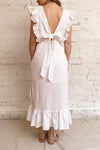 Kajsa White Sleeveless Midi Dress w/ Ruffles | Boutique 1861 model back