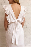 Kajsa White Sleeveless Midi Dress w/ Ruffles | Boutique 1861 model close up