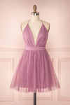 Kalindi Mauve Lilac Short Mesh A-Line Dress | Boutique 1861