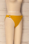 Kalithea Mustard Yellow Textured Bikini Bottom | La Petite Garçonne side view