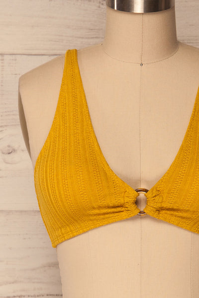 Kalokastro Mustard Yellow Textured Bikini Top | La Petite Garçonne 2