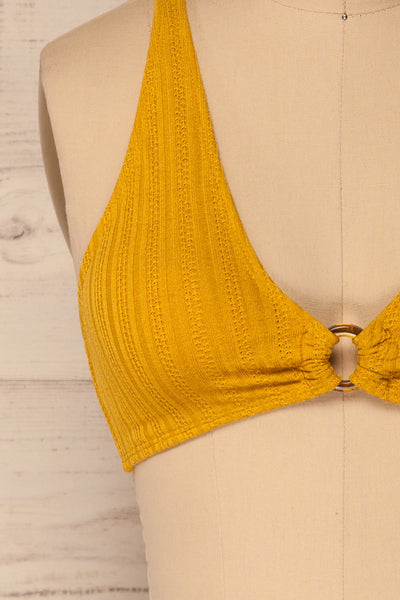 Kalokastro Mustard Yellow Textured Bikini Top | La Petite Garçonne 7