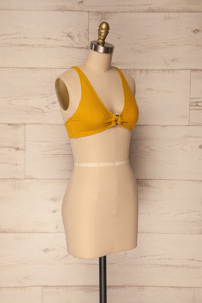Kalokastro Mustard Yellow Textured Bikini Top | La Petite Garçonne 3