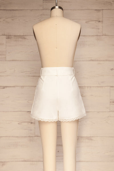 Kalouga White High-Waisted Shorts | La petite garçonne back view