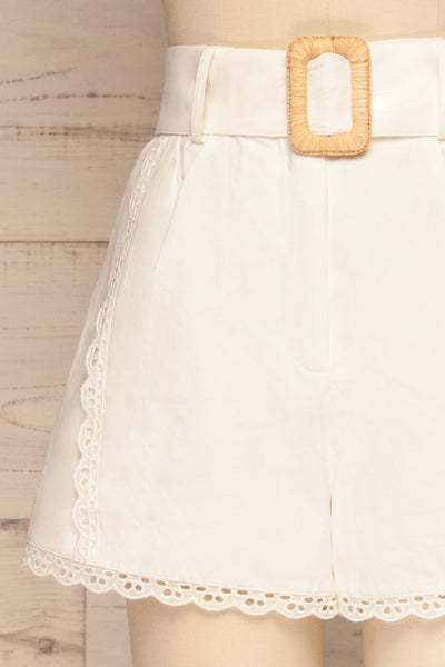 Kalouga White High-Waisted Shorts | La petite garçonne lace