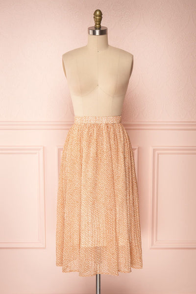 Kaltouma Beige & Orange Floral Midi Skirt | Boutique 1861