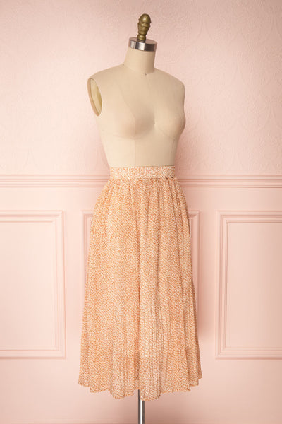 Kaltouma Beige & Orange Floral Midi Skirt side view | Boutique 1861