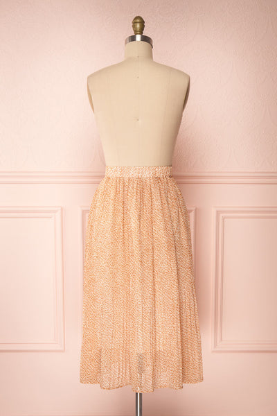 Kaltouma Beige & Orange Floral Midi Skirt back view | Boutique 1861