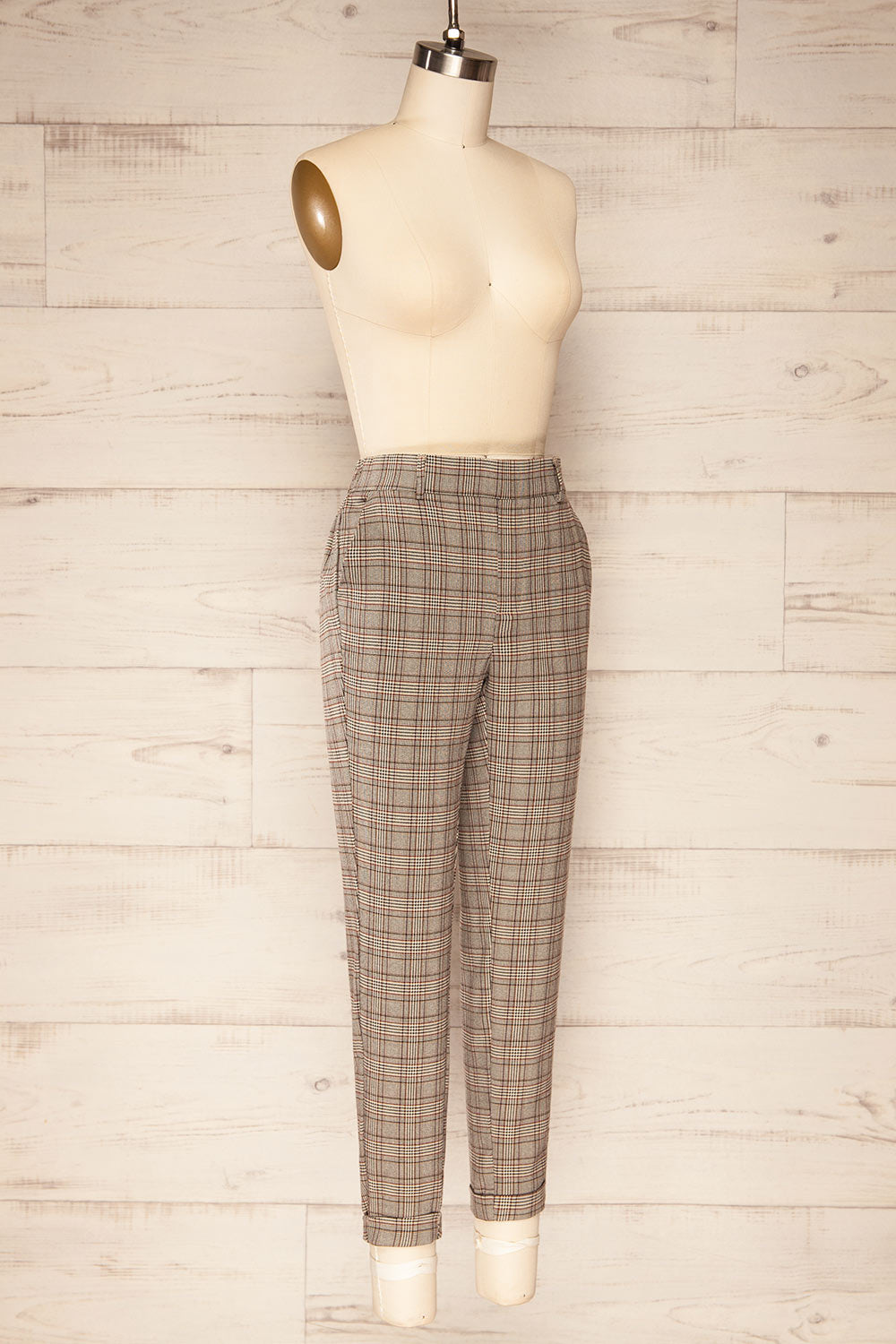 Kaluszyn Grey Straight Leg Plaid Pants | La petite garçonne side view 