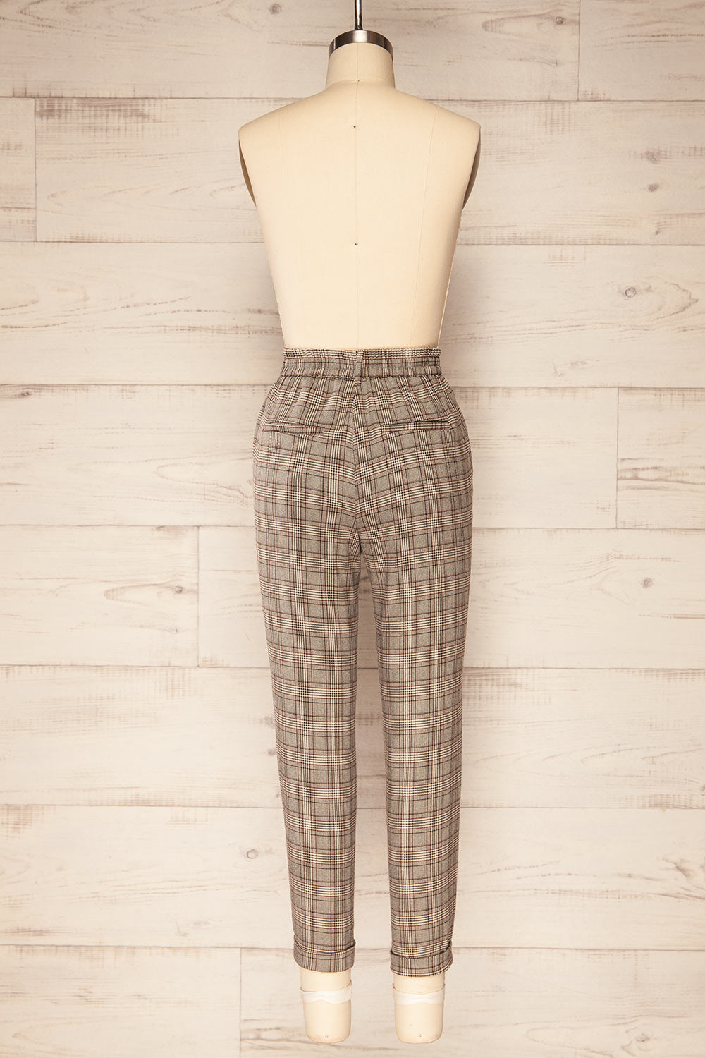 Kaluszyn Grey Straight Leg Plaid Pants | La petite garçonne back view 