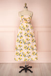 Kamala Pink Lemon Print A-Line Midi Dress | Boutique 1861 front view