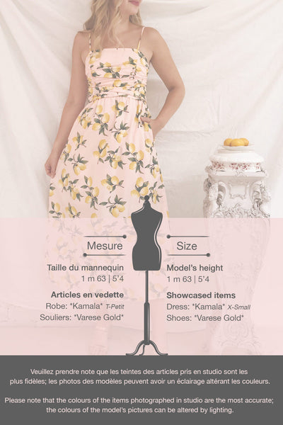 Kamala Pink Lemon Print A-Line Midi Dress | Boutique 1861 template