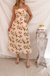 Kamala Pink Lemon Print A-Line Midi Dress | Boutique 1861 model look