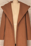 Almeirim Brown  Felt Trench Coat | La Petite Garçonne front open close-up