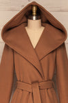 Almeirim Brown  Felt Trench Coat | La Petite Garçonne front hood close-up