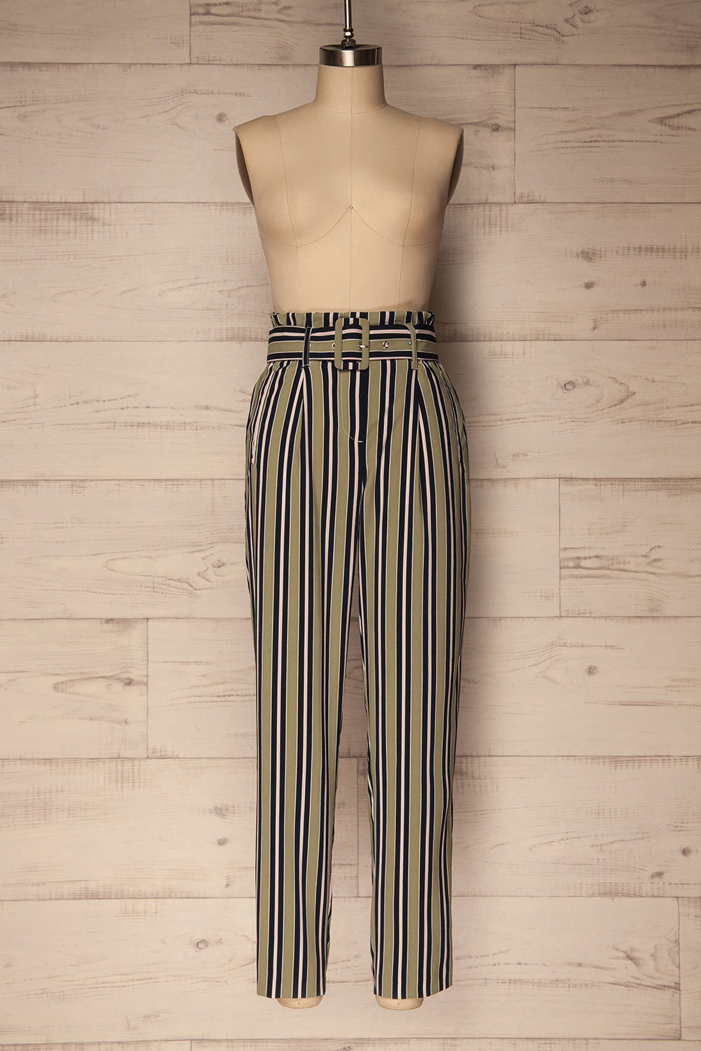 Kammena Green, Navy Blue & Pink Striped Pants | La Petite Garçonne