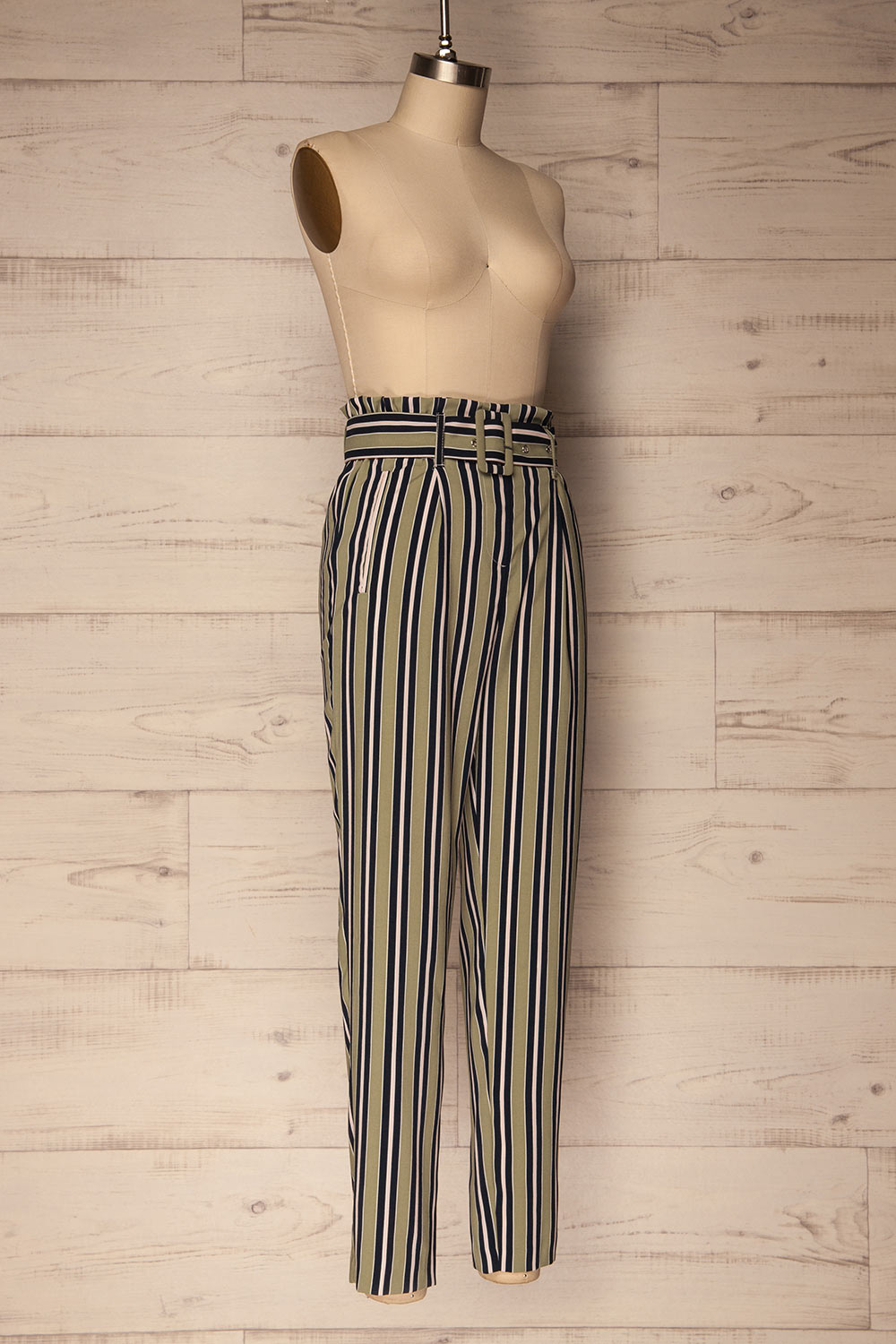 Kammena Green, Navy Blue & Pink Striped Pants | La Petite Garçonne