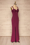 Kamza Purple Fitted Maxi Dress w/ Slit | La petite garçonne side view