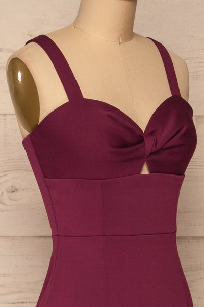 Kamza Purple Fitted Maxi Dress w/ Slit | La petite garçonne side close-up