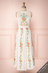 Kaneki White Lace Embroidered Midi A-Line Dress | Boudoir 1861