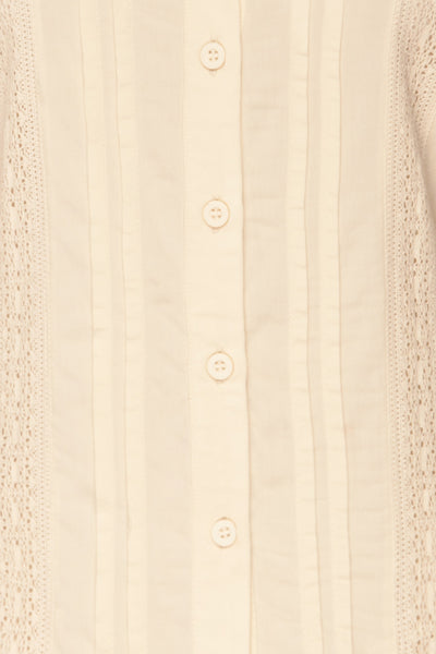 Kargowa Cream Button-Up Shirt with Lace Details | TEXTURE DETAIL | La Petite Garçonne