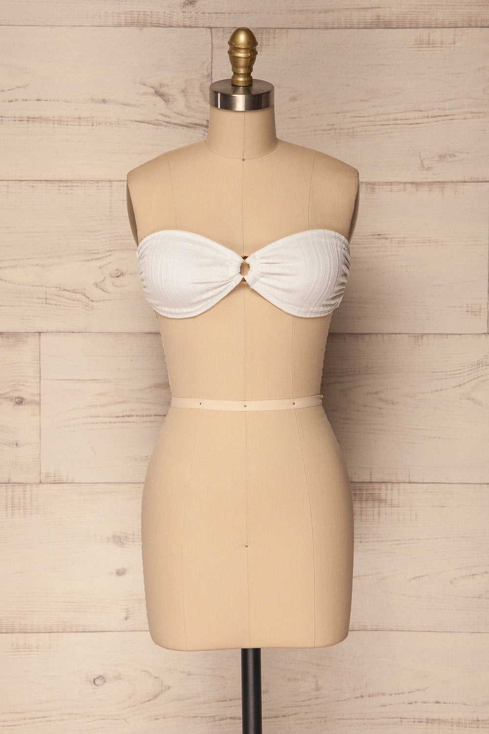 Karistos White Textured Bandeau Bikini Top | La Petite Garçonne