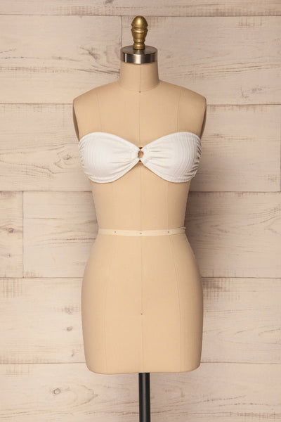 Karistos White Textured Bandeau Bikini Top | La Petite Garçonne 1